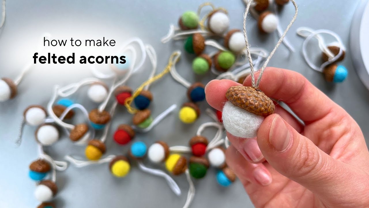 Needle felted acorns / How to make wool acorn / Needle felting DIY