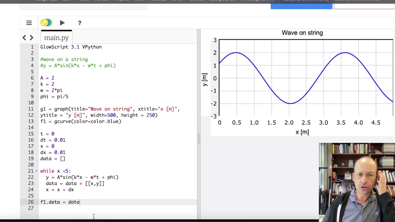 How to make animated graphs in Glowscript / VPython