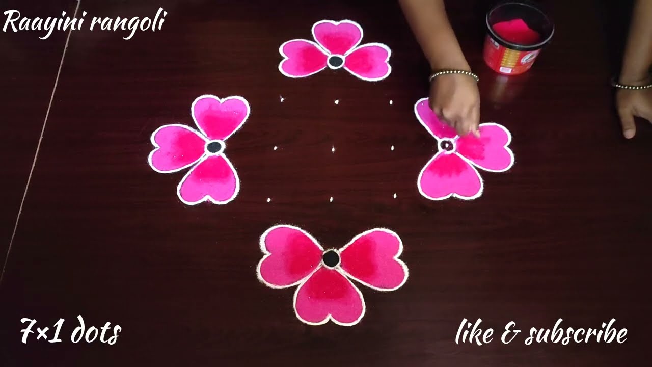 Easy flower rangoli 7×1💐simple rangoli designs💐daily use muggulu💐simple rangoli kolam💐kolam designs
