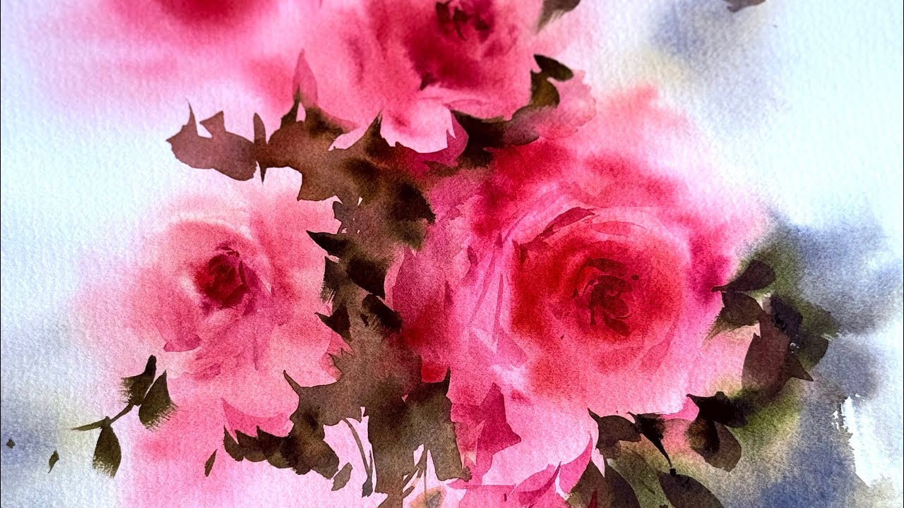 How to Paint Pink Roses in Watercolor – Easy Floral Painting Tutorial