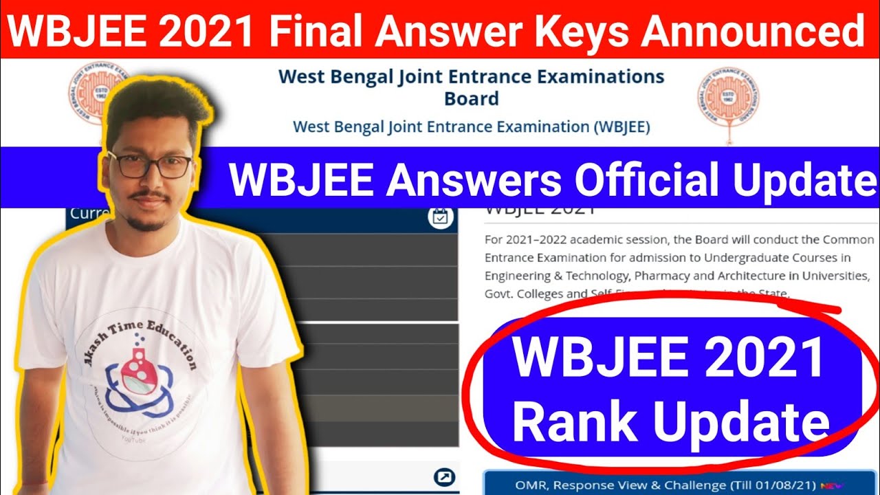 WBJEE 2021 Final Official Answer Keys | Final Rank & Score Calculation | WBJEE 2021 Latest Update