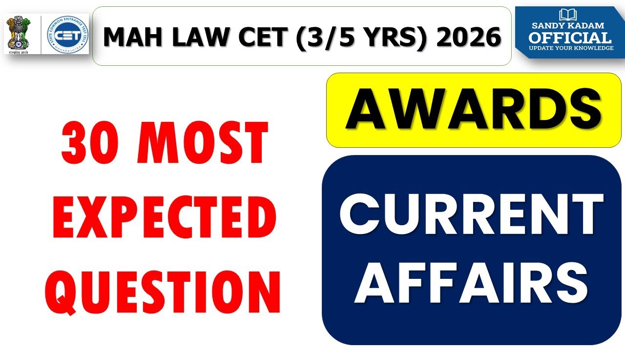 MH LAW CET (3/5 Yrs) 2026 | Current Affairs | Awards & Honors | 30 Most Expected Questions 🔥