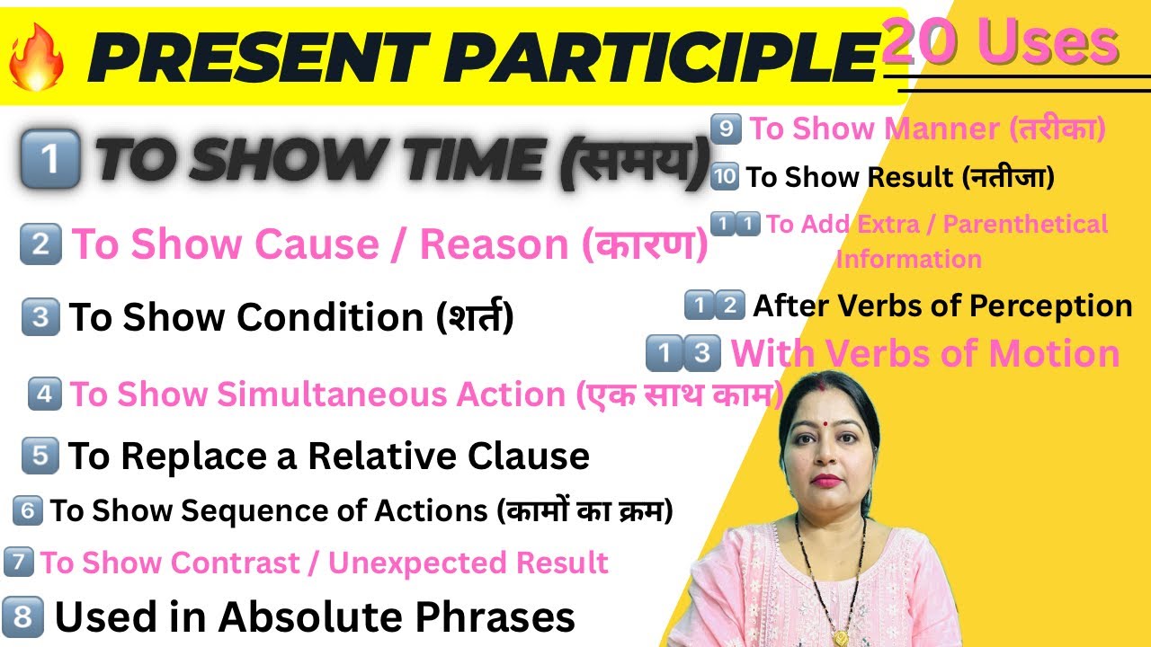 Present Participle Explained in Hindi | 20 Uses with Examples | English Grammar