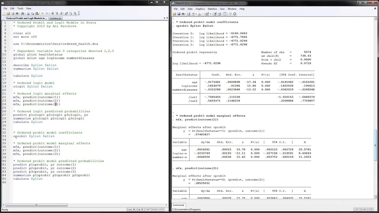 Ordered Probit and Logit Models in Stata