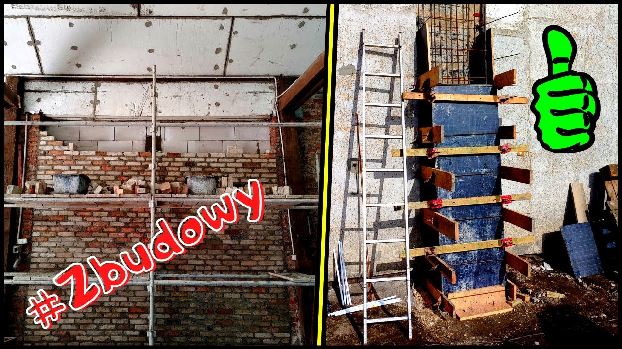 Murowanie ściany z cegły. Szalowanie oraz betonowanie przypory. #Zbudowy