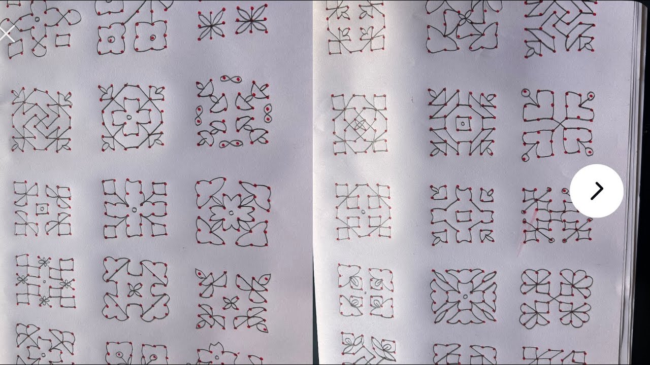 Easy dots 6X6dots 30 days 30 Kolam designs I 1 minute rangoli I easy to learn beginners #Kolam #art 