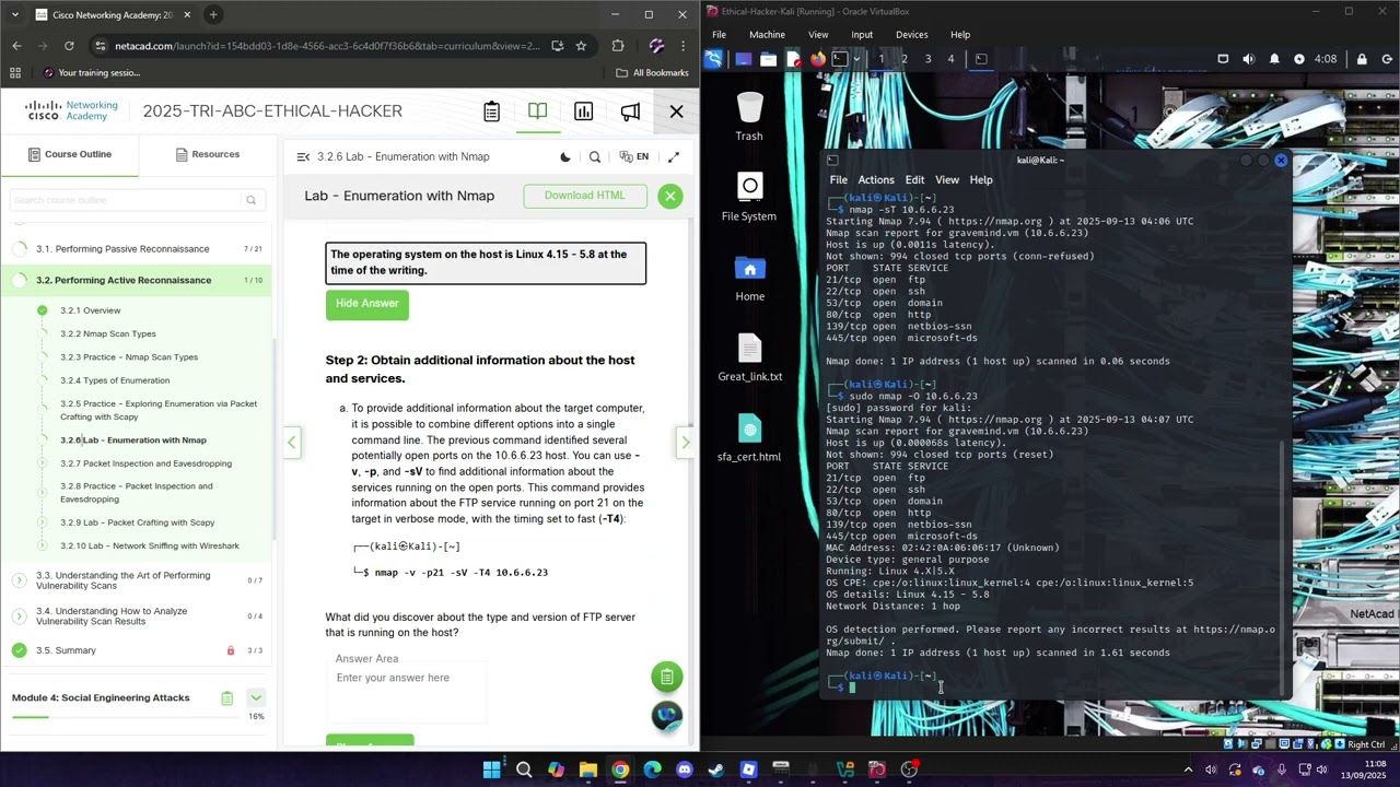 3.2.6 Lab - Enumeration with Nmap