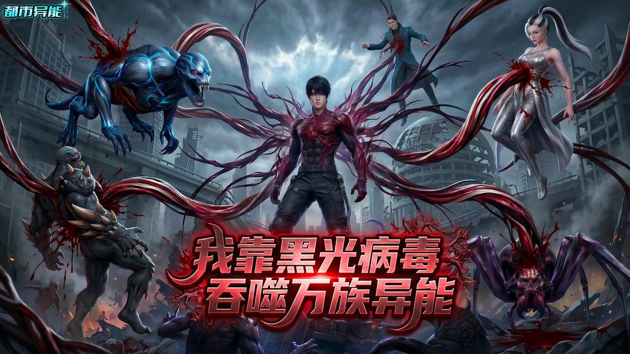 穿越到魔物横行的异族末日世界里，当我注射黑光病毒后，所有人都以为我疯了！他们不知我觉醒的是唯一天赋：病毒主宰，能完美驾驭任何病毒#漫画解说 #小说 #都市异能