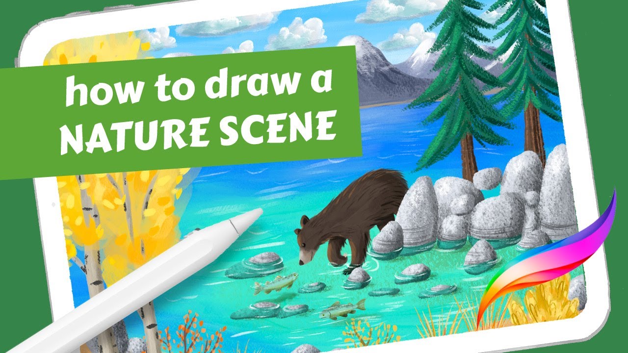 How to Draw a Nature Scene in Procreate // Scene School