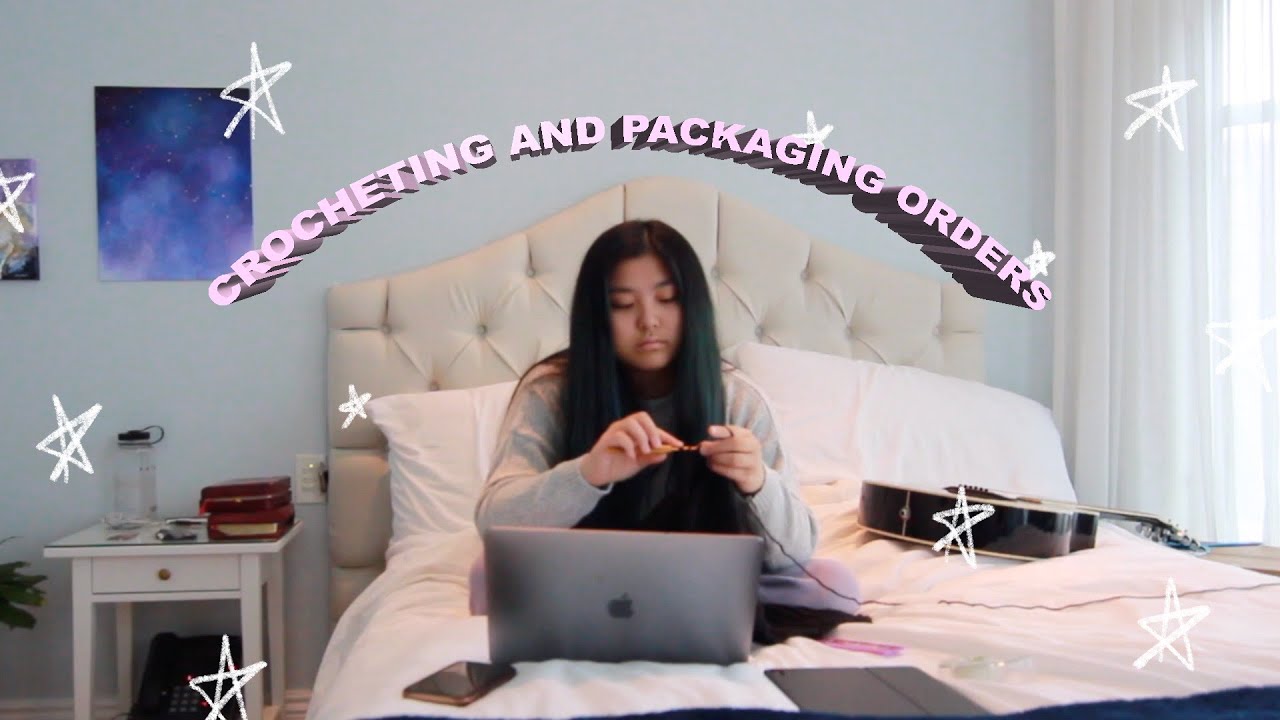 running a small business ♡ crochet with me, packaging orders | Alli Nicole