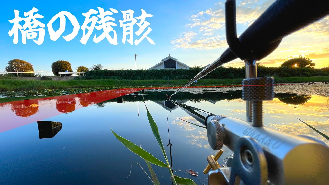 立入禁止だった橋が壊され橋脚だけが残った横で釣り