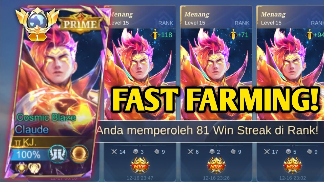 TOP 1 GLOBAL CLAUDE TUTORIAL FAST FARMING TERBARU DI META SEKARANG! - MOBILE LEGENDS