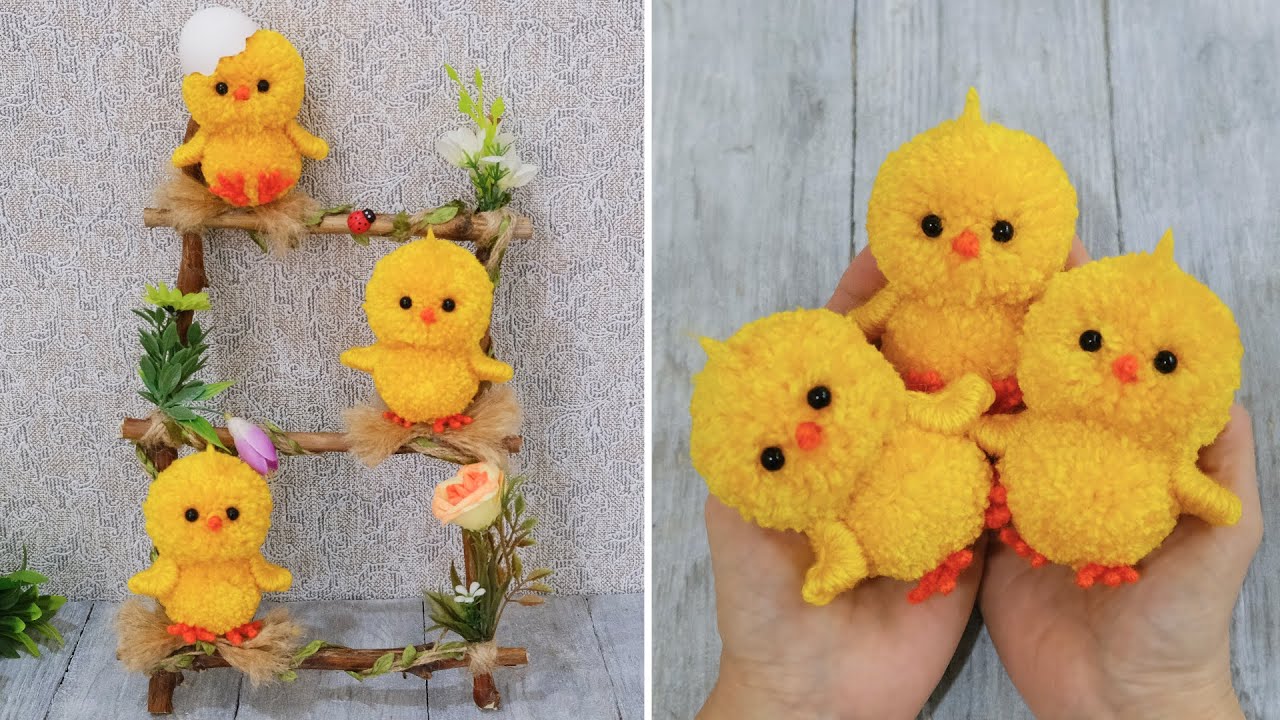 🐣 Весенний Декор. Цыплята Своими Руками. Идеальный Помпон из Пряжи 🐤🥚