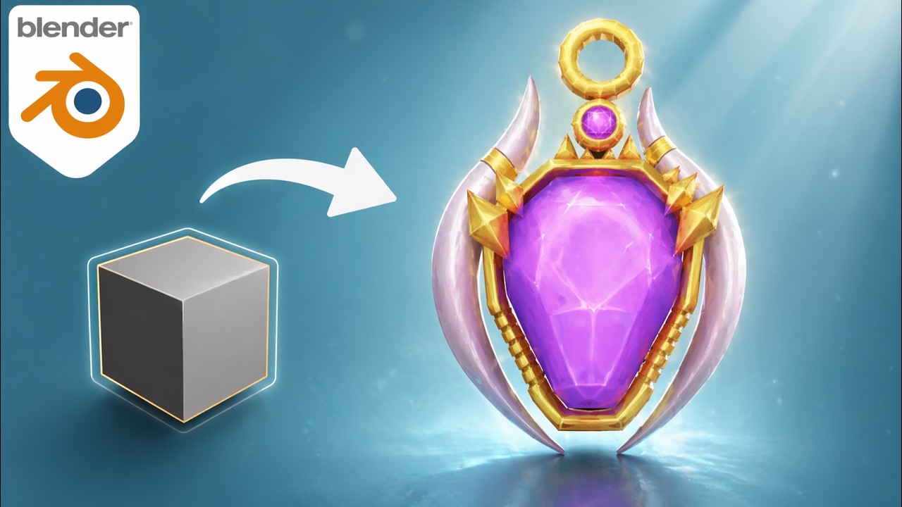 Stylized Magic Crystal Pendant in Blender | Fantasy Amulet 3D Tutorial