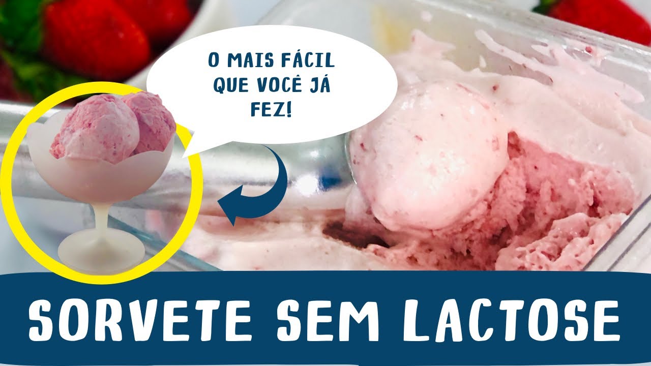 Sorvete de morango sem leite | 3 ingredientes e sem lactose | Sorvete f&aacute;cil e pr&aacute;tico!