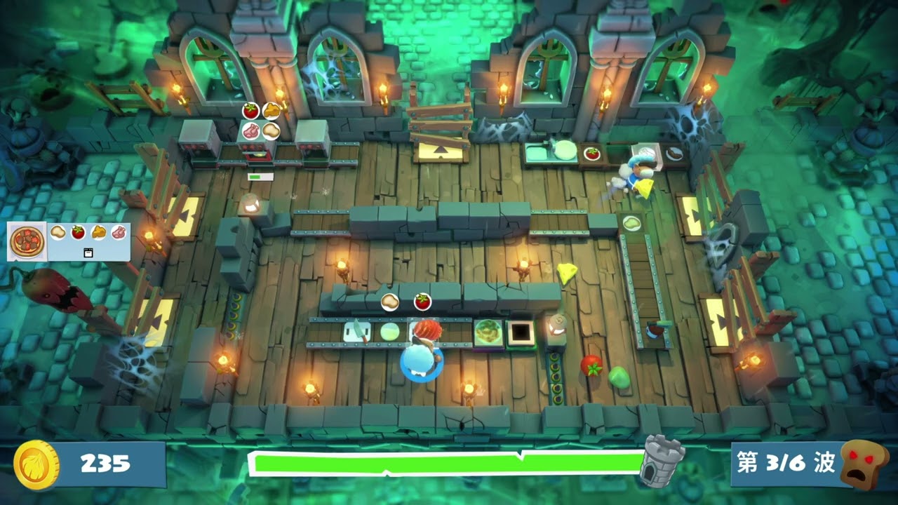 Overcooked!2 | Night of the Hangry Horde | Level Horde 8 | 1 player (solo) |100% Full Kitchen Health