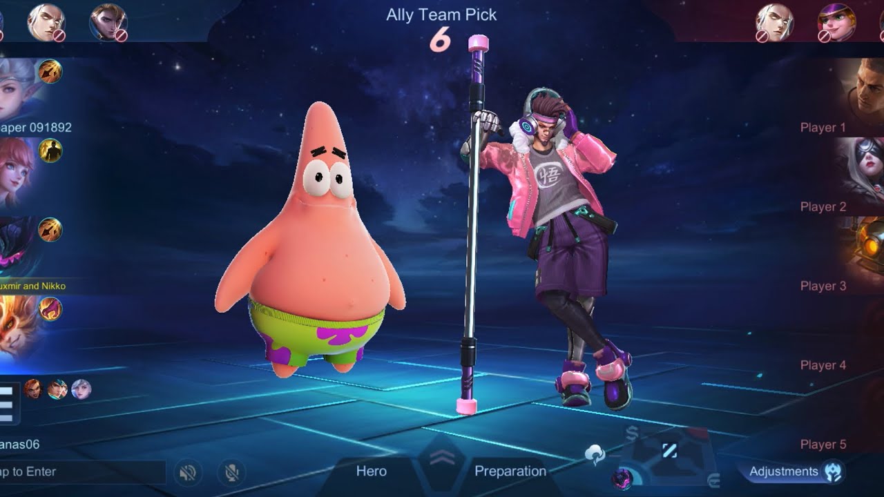 PATRICK OF SPONGEBOB SQUAREPANTS AND TEAM WON THE FIGHT | MARCEL IS AVAILABLE NOW | MOBILE LEGENDS 