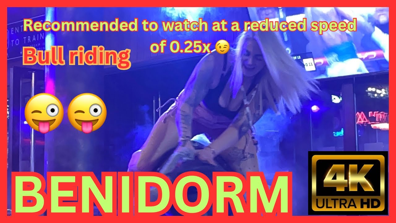 😜Girls vs Mechanical Bull in Benidorm 🤠🔥Top Clips — Watch till the end #bullriding #benidorm #spain