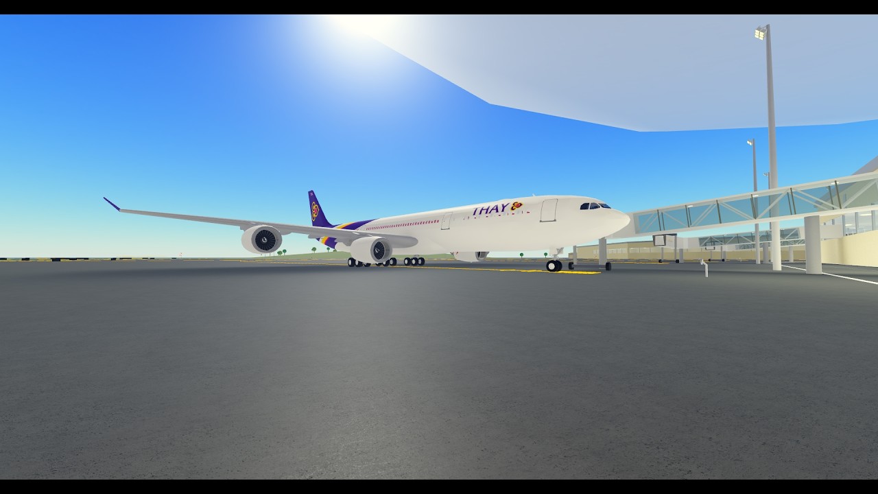 Roblox Pilot Training Flight Simulator - ขับเครื่องบินรุ่นลุง Airbus A340 การบินไทย