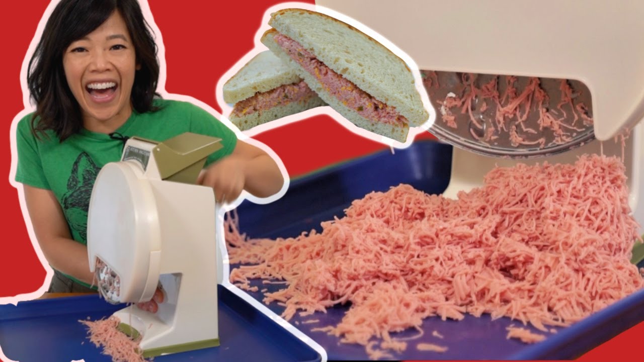 Making Old-Fashioned BOLOGNA SALAD with a Giant THRIFT STORE Grater -- Popeil's Kitchen Magician