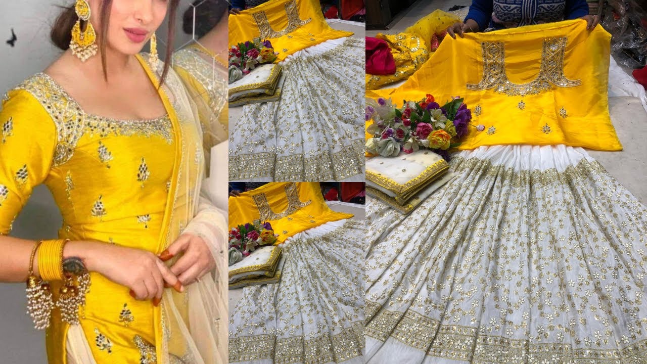 Yellow HandWork Suit With Heavy White Bottoms And Net Dupatta|Joginder Cloth House