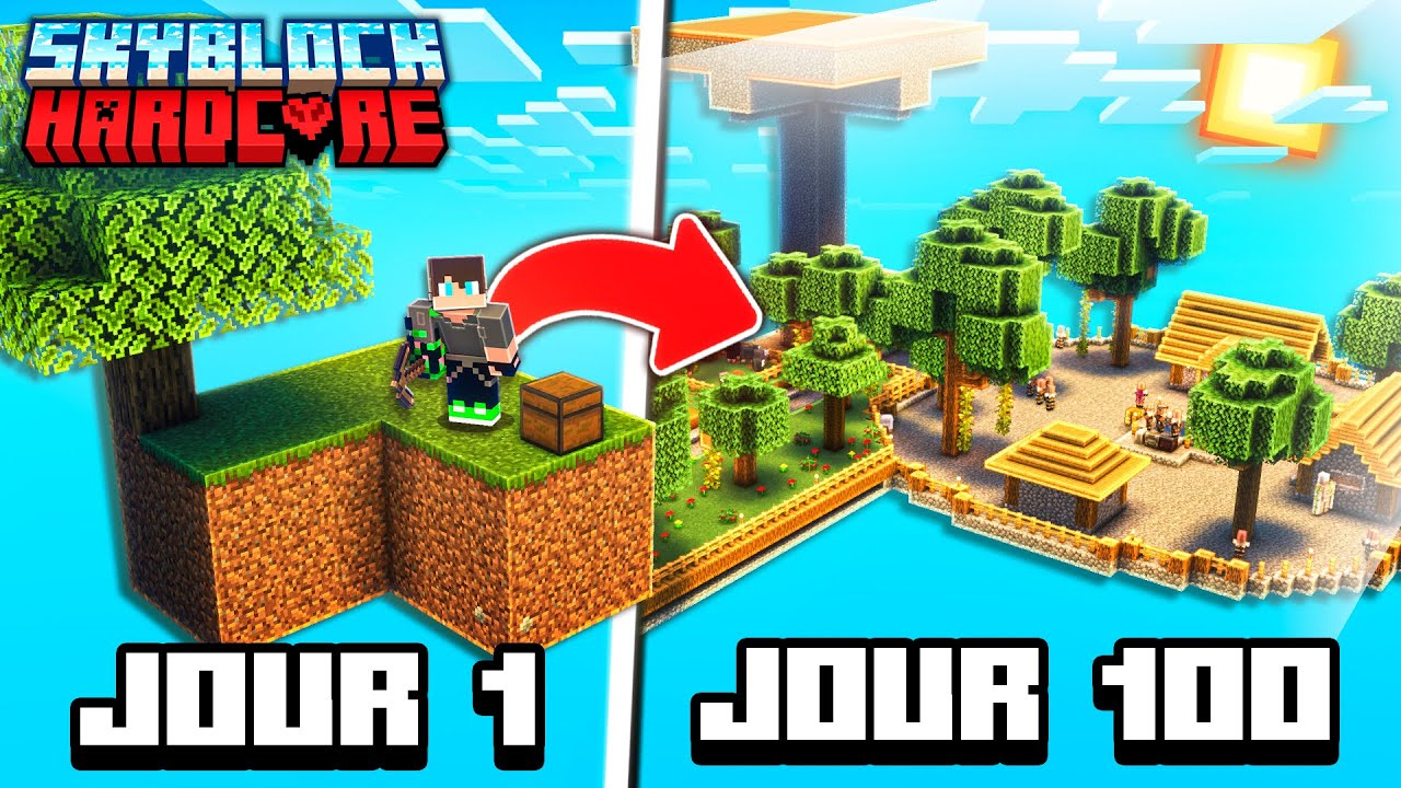 J'ai SURVÉCU 100 jours sur un SKYBLOCK en HARDCORE !!! Film Complet