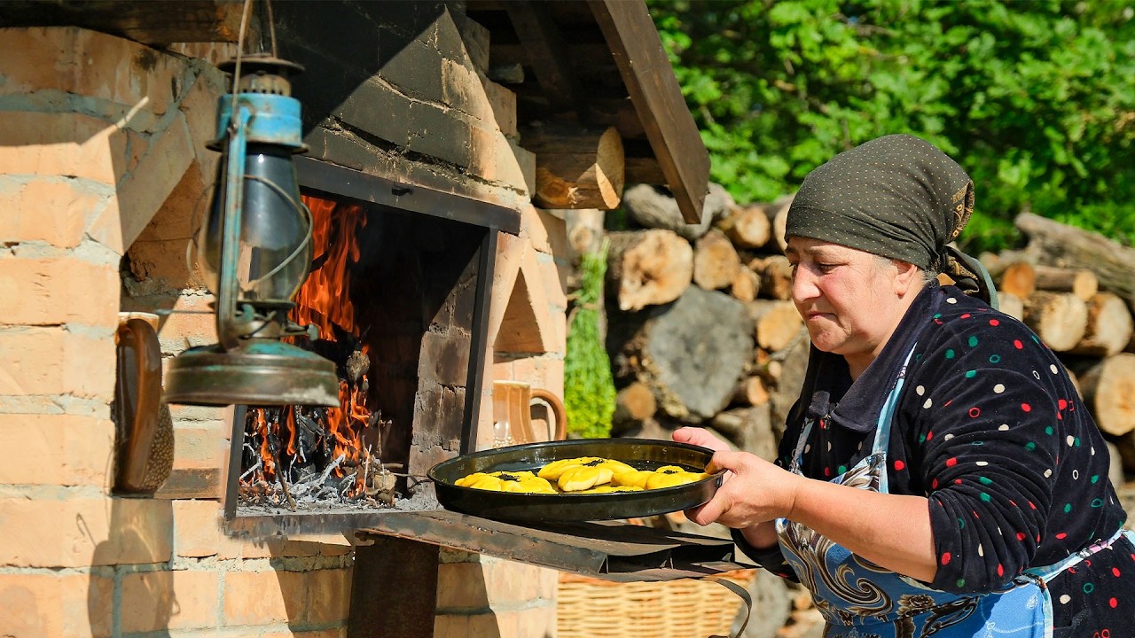 Rural Life In Azerbaijan: Grandma Cooking in Village