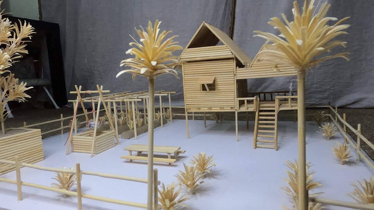 DIY Bahay Kubo made in Barbecue Sticks (Philippine Native House) by Projects & Crafts