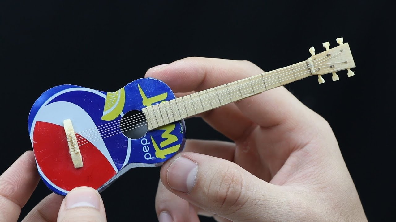 DIY Guitar from Soda Cans - How to make Tiny Guitar