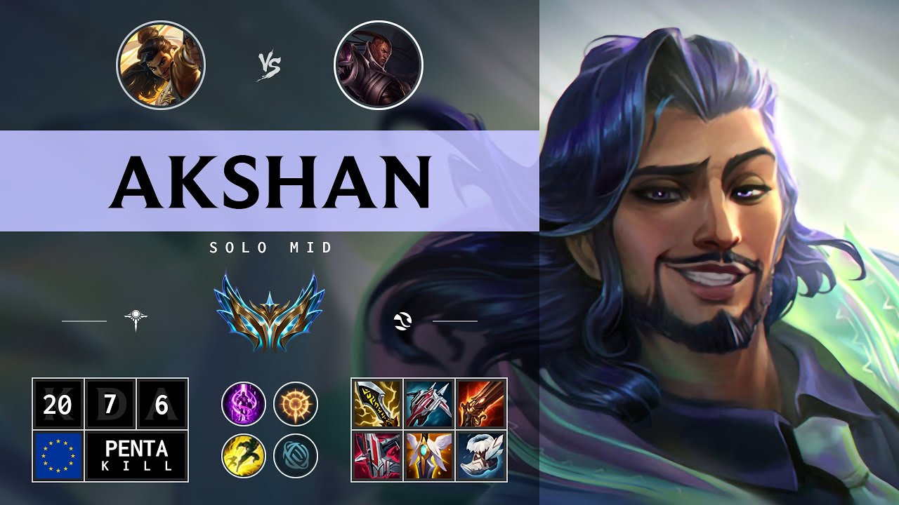 Akshan Mid vs Lucian: Pentakill, Dominating - EUW Challenger Patch 14.15