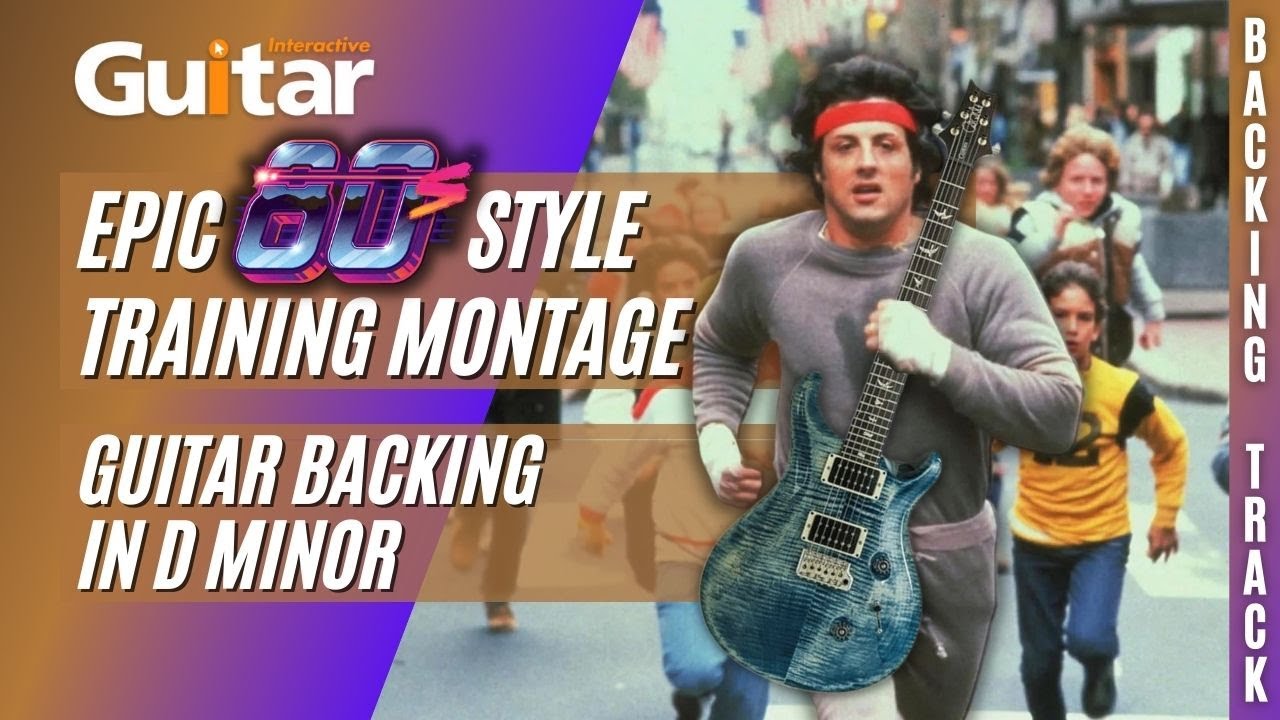 Epic 1980s Style Training Montage Guitar Backing Track in D Minor | 102 BPM