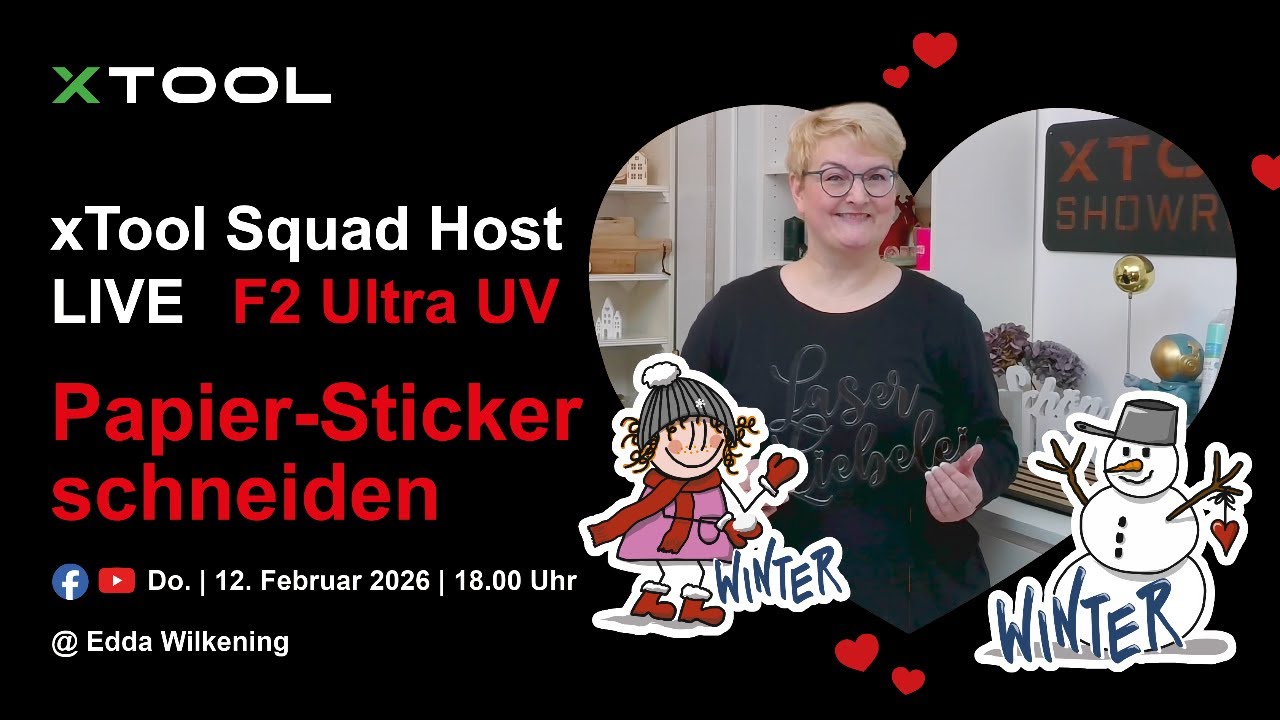 xTool LIVE - F2 Ultra UV - Papier-Sticker schneiden