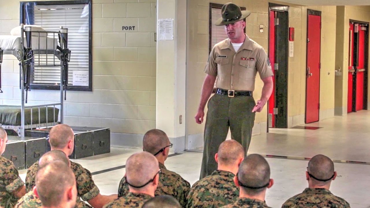 Parris Island Recruits Meet Marine Corps Drill Instructors