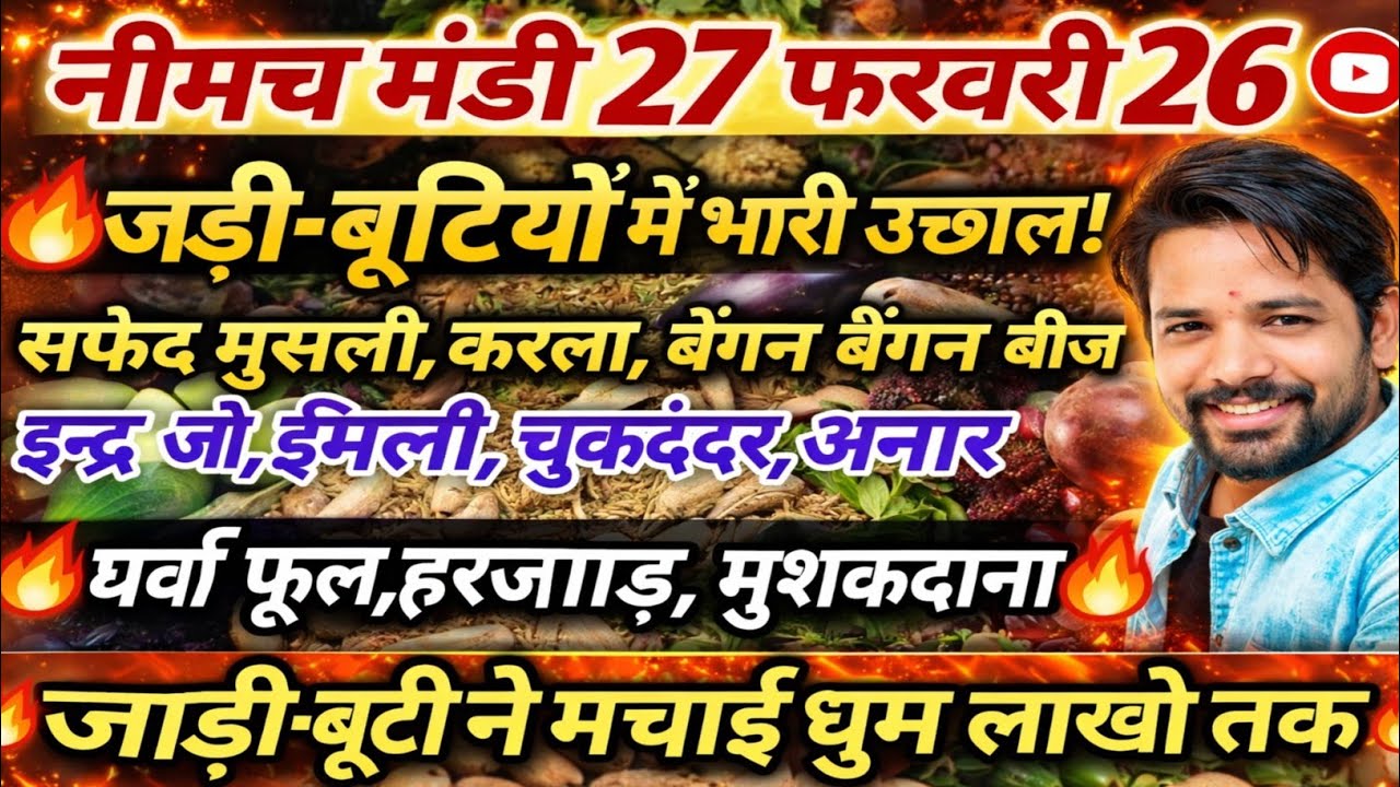 नीमच मंडी भाव। आज का औषधी जड़ी बूटियों का भाव। औषधी भाव। Neemuch mandi bhav today aushdhi bhav 
