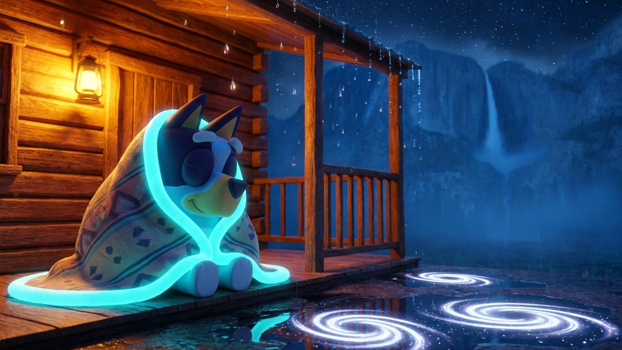 NO ADS Gentle Piano in the Rain 🌙 Cozy Cabin Night Sounds | Bluey Dreaming