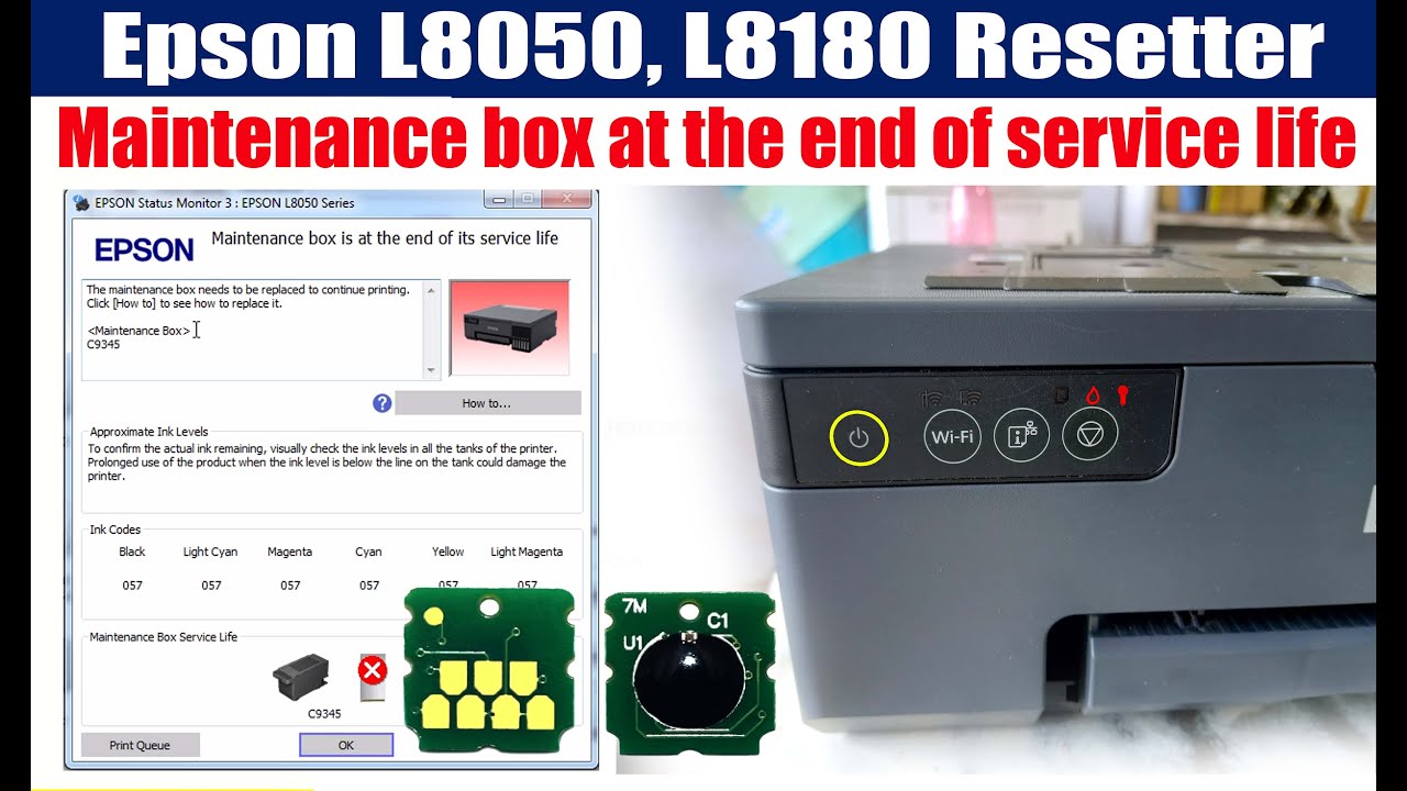 Epson L8050 l8180 C9345 L15150 L15160 maintenance box how to replace by adjustment program MCT TECH