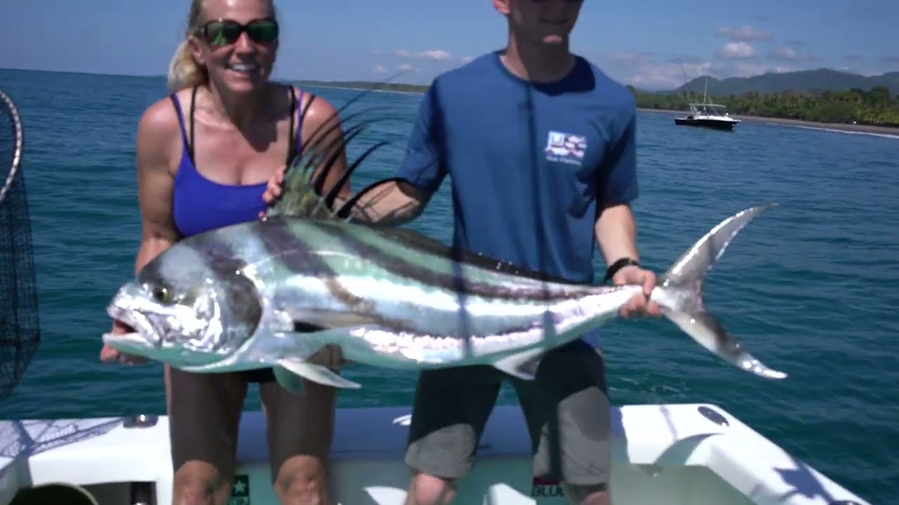 Catching tons of Rooster fish in Costa Rica