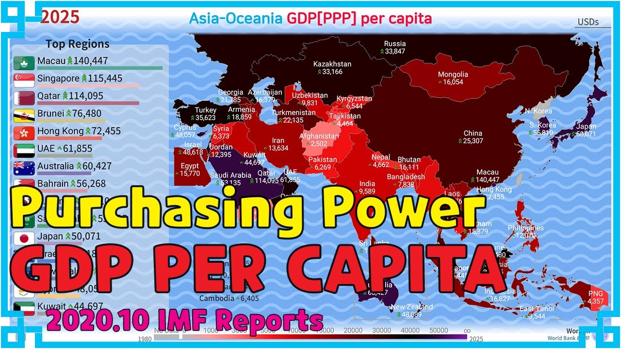 Asia-Oceania GDP[PPP] per capita History by Map (1980~2025)