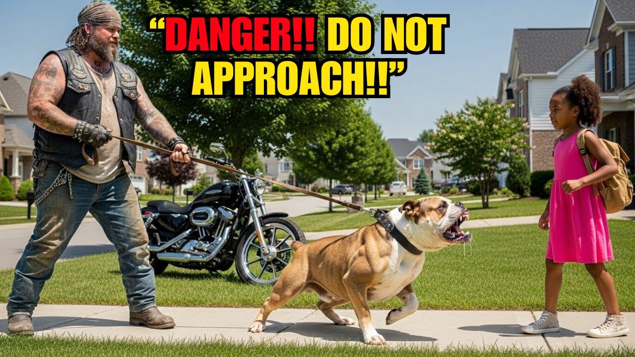 Nobody Could Tame This Bikers Boss’s Bulldog — Then a Little Black Girl Did Something Shocking!