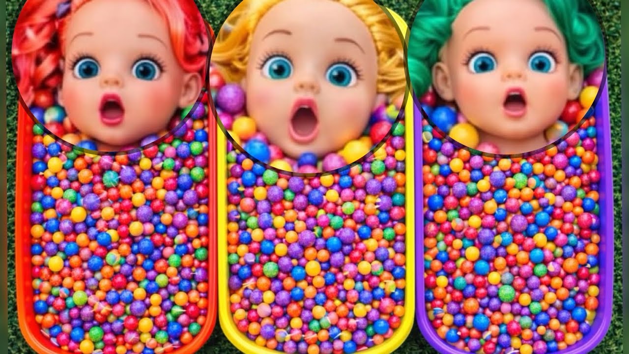 Full of 3 Rainbow BathTubs Candy with M&M's & Magic Slime Cutting Video