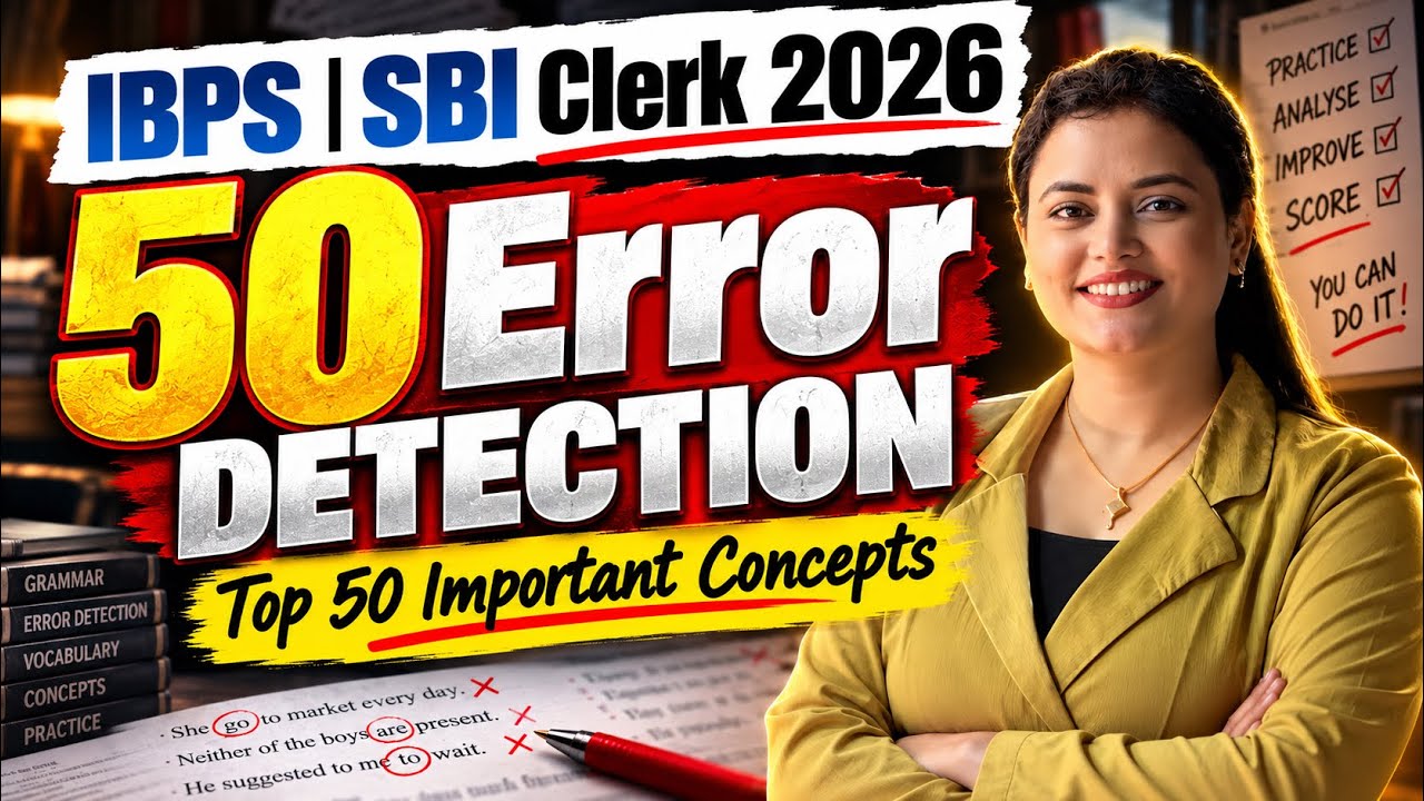 IBPS | SBI Clerk English Classes 2026 | Top 50 Most Important Questions | Error Detection