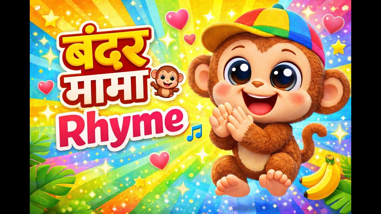 Bandar Mama 🐒//बंदर मामा 🐒// |Hindi Kids Rhyme | #kidscartoon #bandarmama #cartoon #kids #kidsvideo