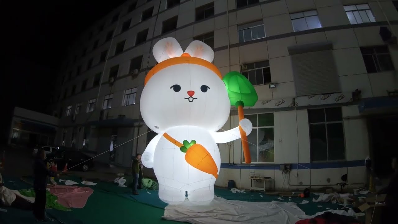 Light Inflatable Balloon Airglow Rabbit Mascot with Blower for 2023 #Stagedesign Decoration