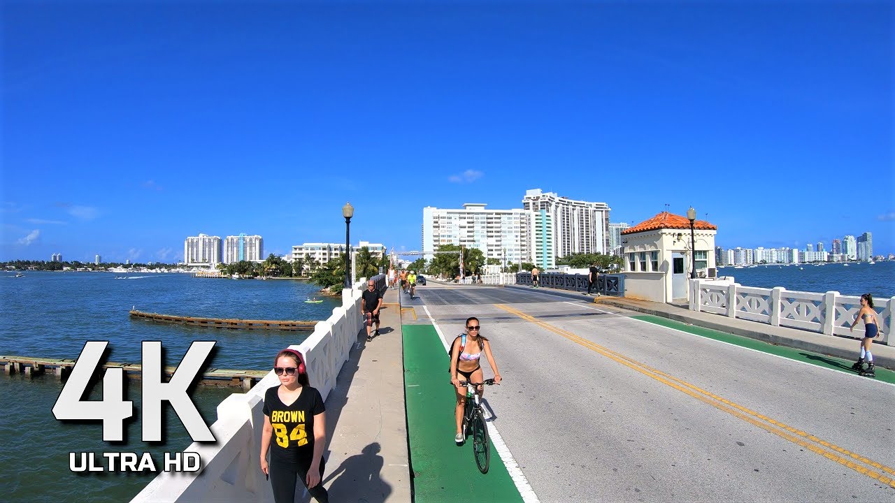 SOUTH BEACH  VENETIAN WAY MIAMI BEACH FLORIDA USA 2020 4K ULTRA HD 60FPS AΩ