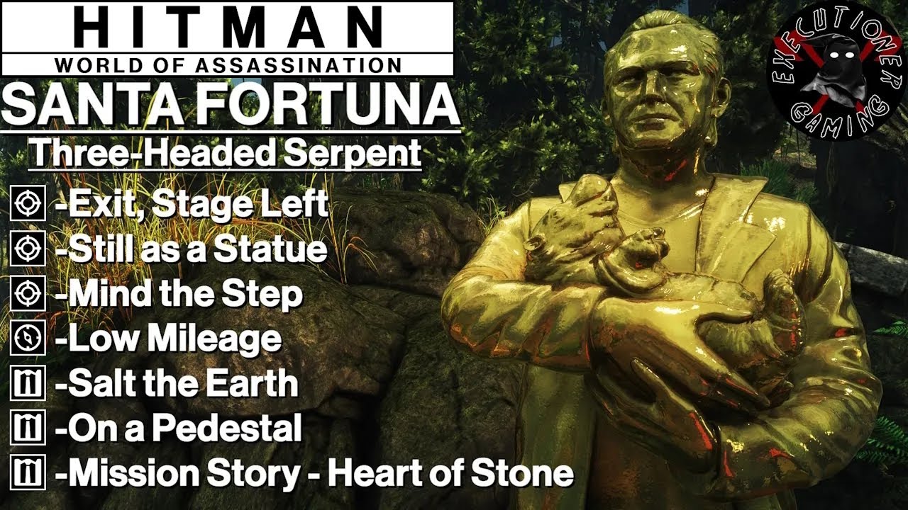 Hitman WoA: Santa Fortuna - Three-Headed Serpent - Exit, Stage Left, Still as a Statue, +More
