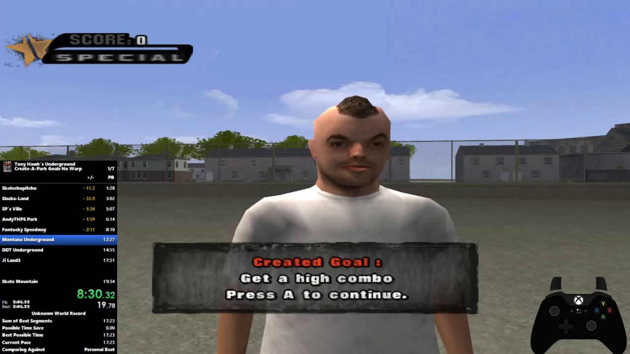 Tony Hawk's Underground Create-A-Park Goals No Warp in 