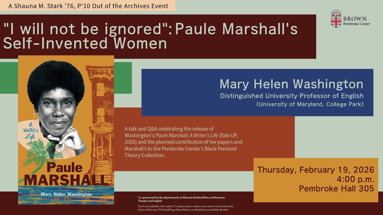 On Paule Marshall: An Out of the Archives Lecture by Mary Helen Washington