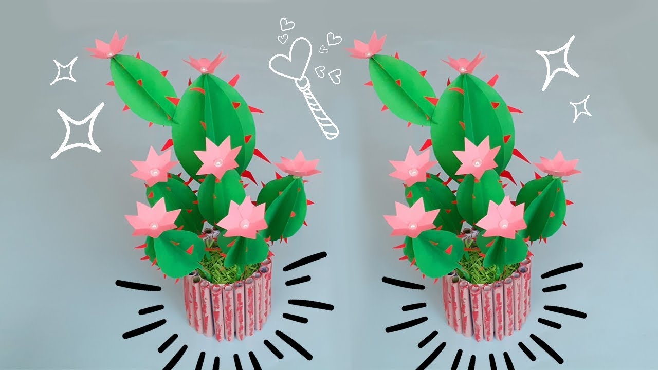 Kağıttan Kaktüs Yapımı / How to make a Paper Cactus - DIY Cactus