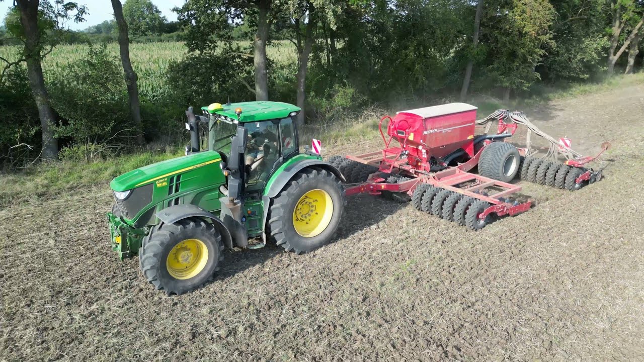 JOHN DEERE 6250R mit HORSCH PRONTO 6 AS Drille / 4K