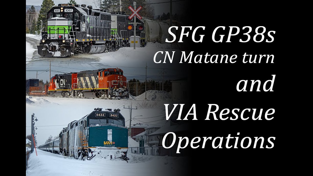 HLCX 1067 leading SFG 565, CN Matane Turn with 9454 and VIA 15 Rescue Operations